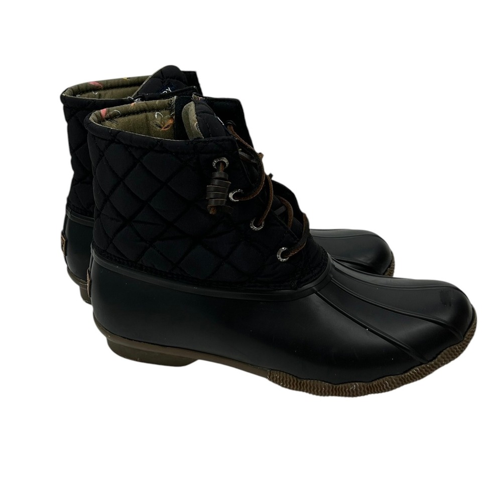 Sperry Saltwater Quilted Duck Boots Black Women Size 7.5‎ STS94063
